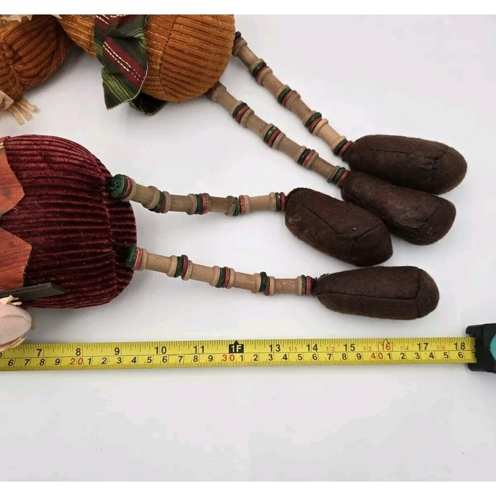 Scarecrow Couple Shelf Sitters Spool Bead Legs Welcome Sign‎ Autumn Decor 17